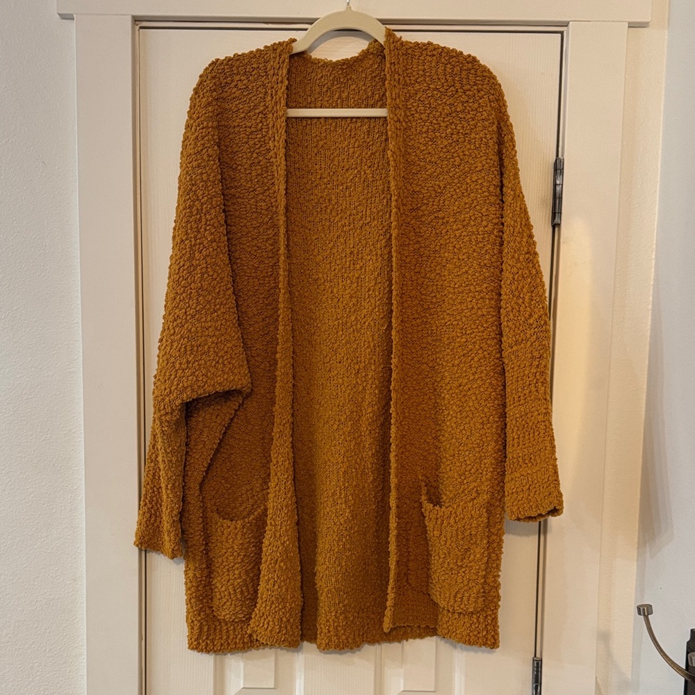 Warm Textured Open-Front Cardigan